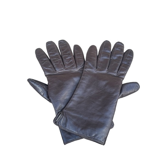 Vintage Coach Leather Gloves Brown Leather Tan Cashmere Lined EUC Size 7.5 - Picture 1 of 8